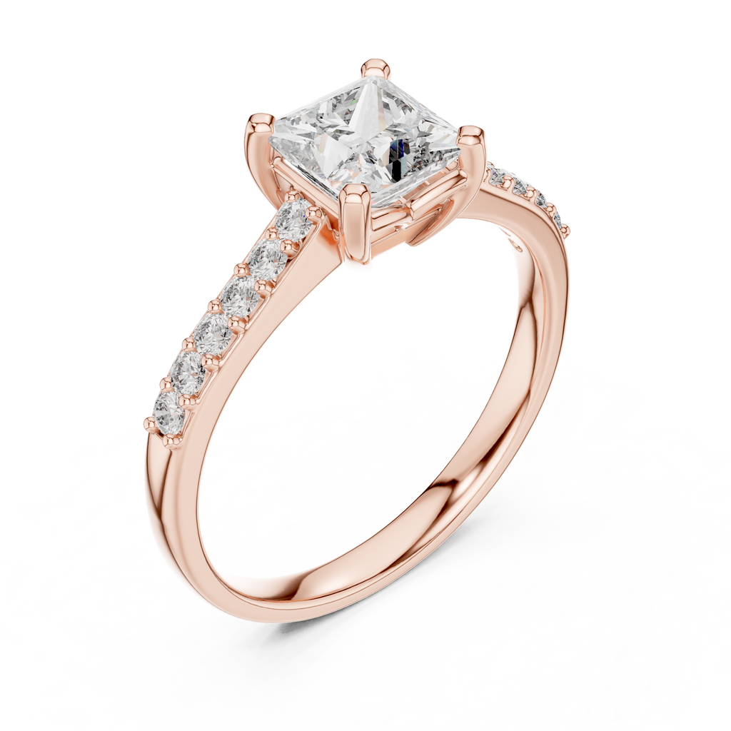 Elegant Square Diamond Engagement Ring