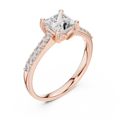 Elegant Square Diamond Engagement Ring