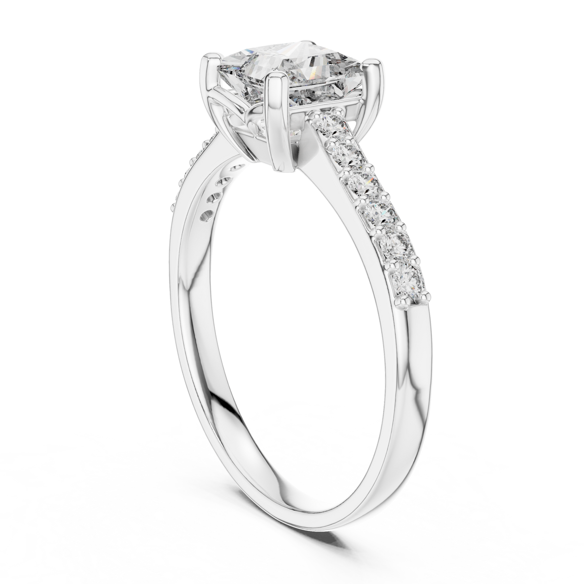 Elegant Square Diamond Engagement Ring