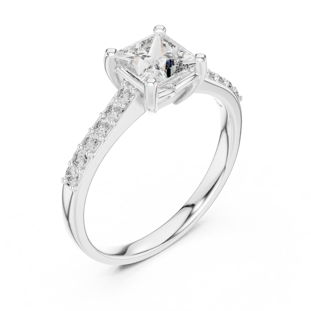 Elegant Square Diamond Engagement Ring