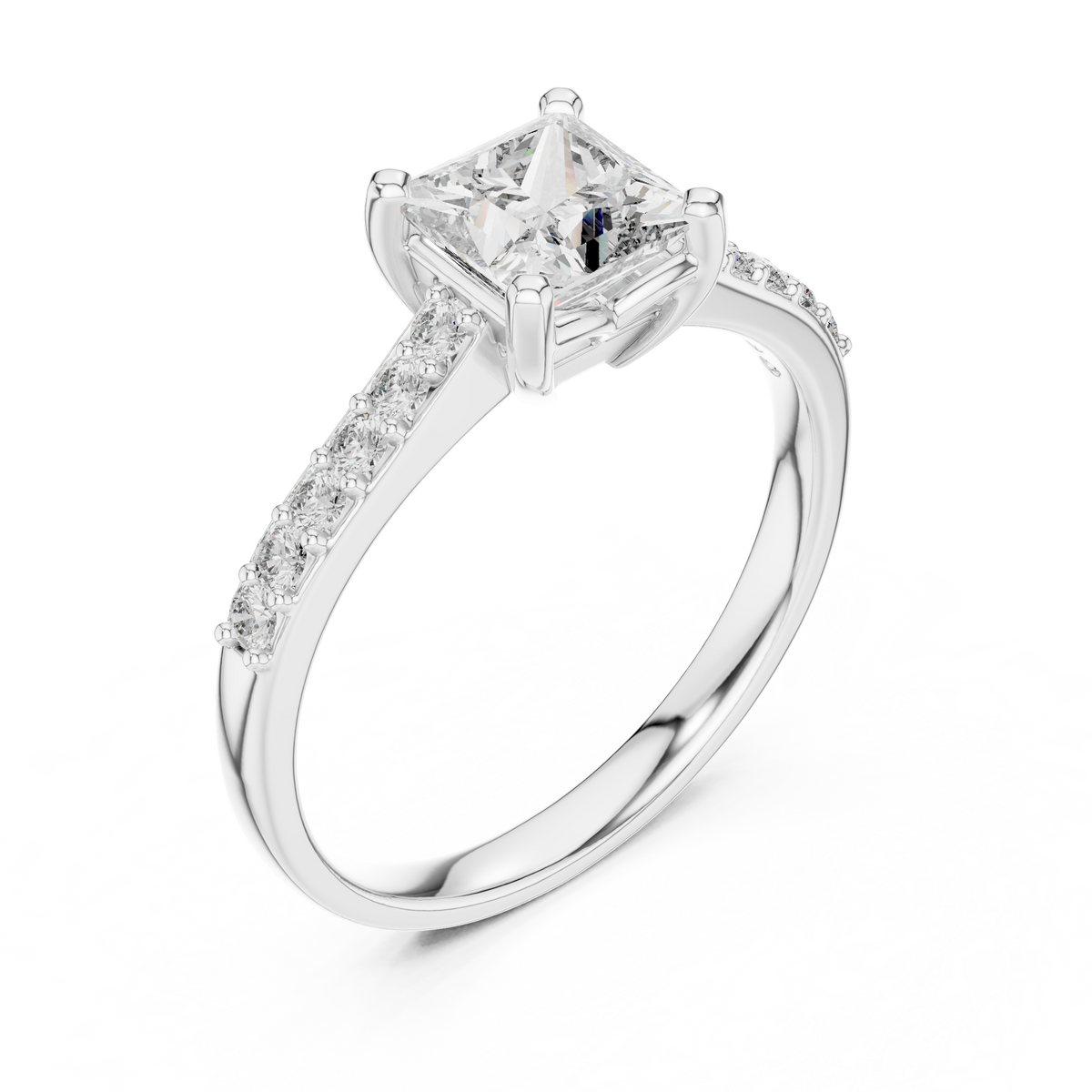 Elegant Square Diamond Engagement Ring