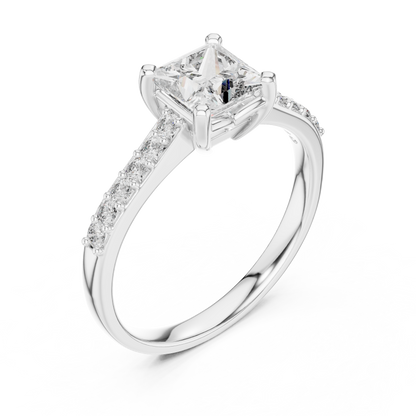Elegant Square Diamond Engagement Ring