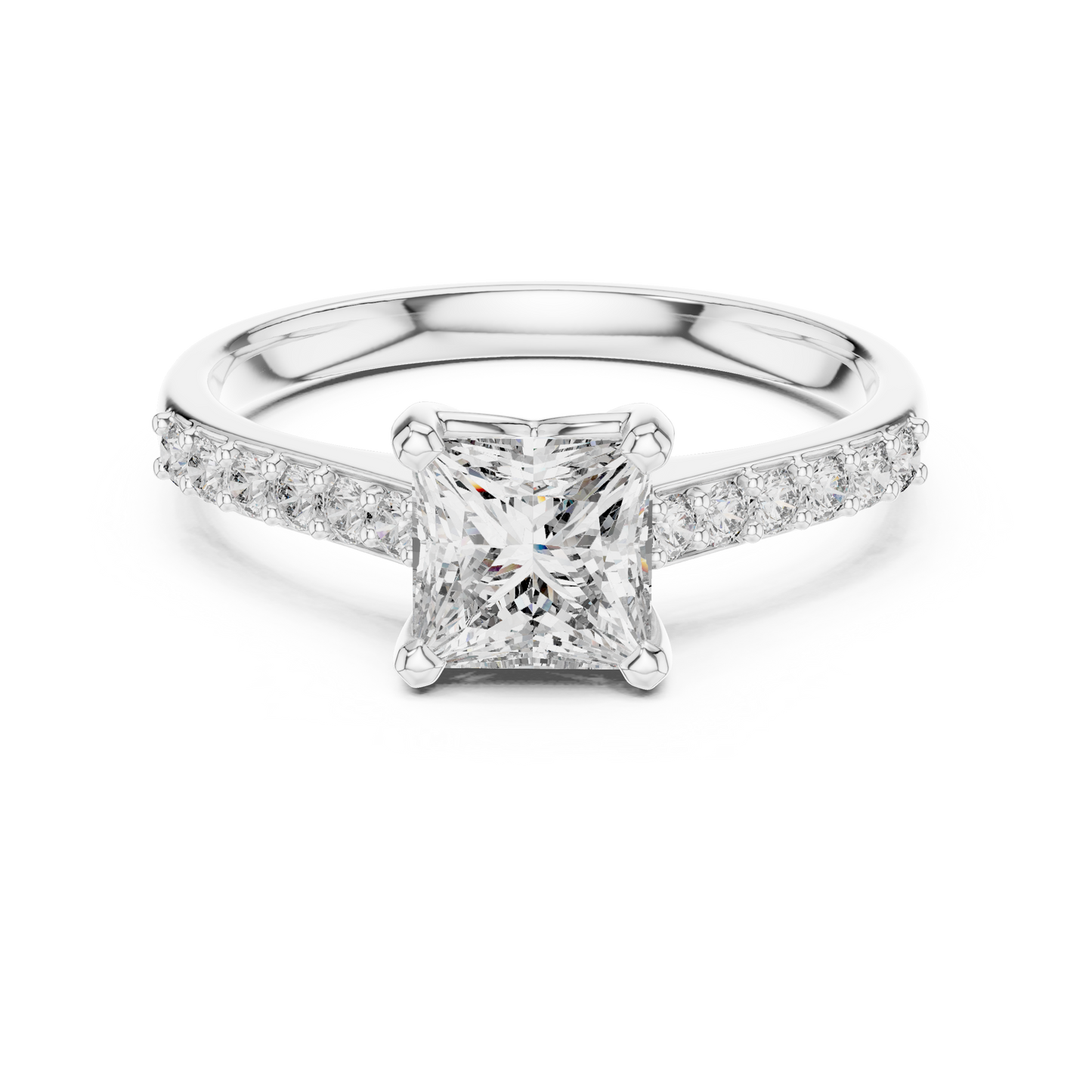 Elegant Square Diamond Engagement Ring