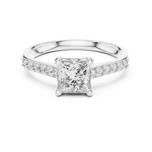 Elegant Square Diamond Engagement Ring