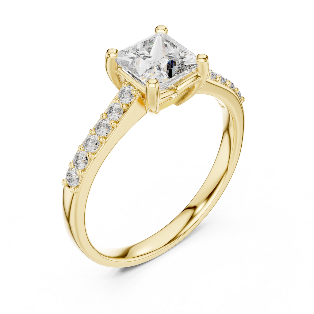 Elegant Square Diamond Engagement Ring