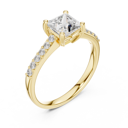 Elegant Square Diamond Engagement Ring