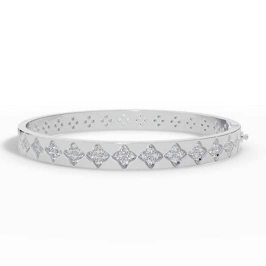 Floral Radiance Diamond Gold Bangle