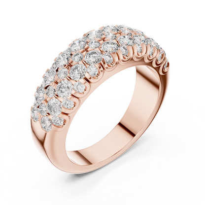 Triple-Row Graduated Diamond Band with Scalloped