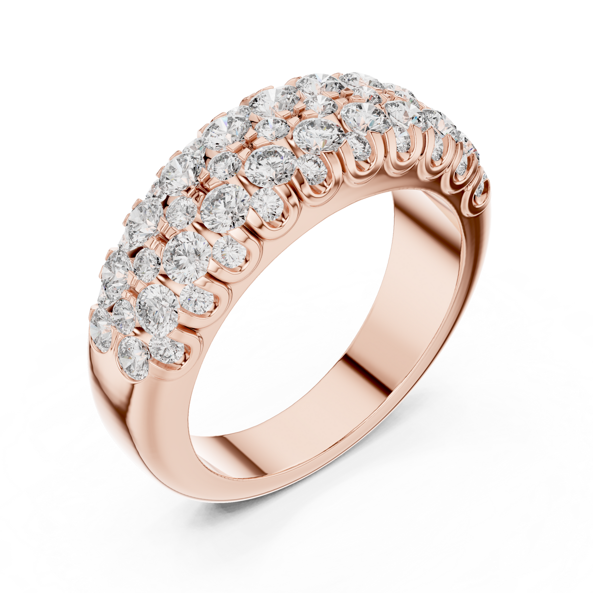 Triple-Row Graduated Diamond Band with Scalloped
