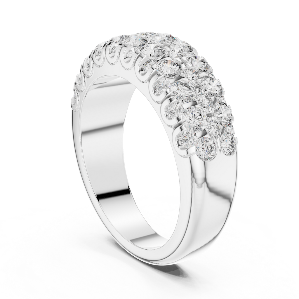 Triple-Row Graduated Diamond Band with Scalloped