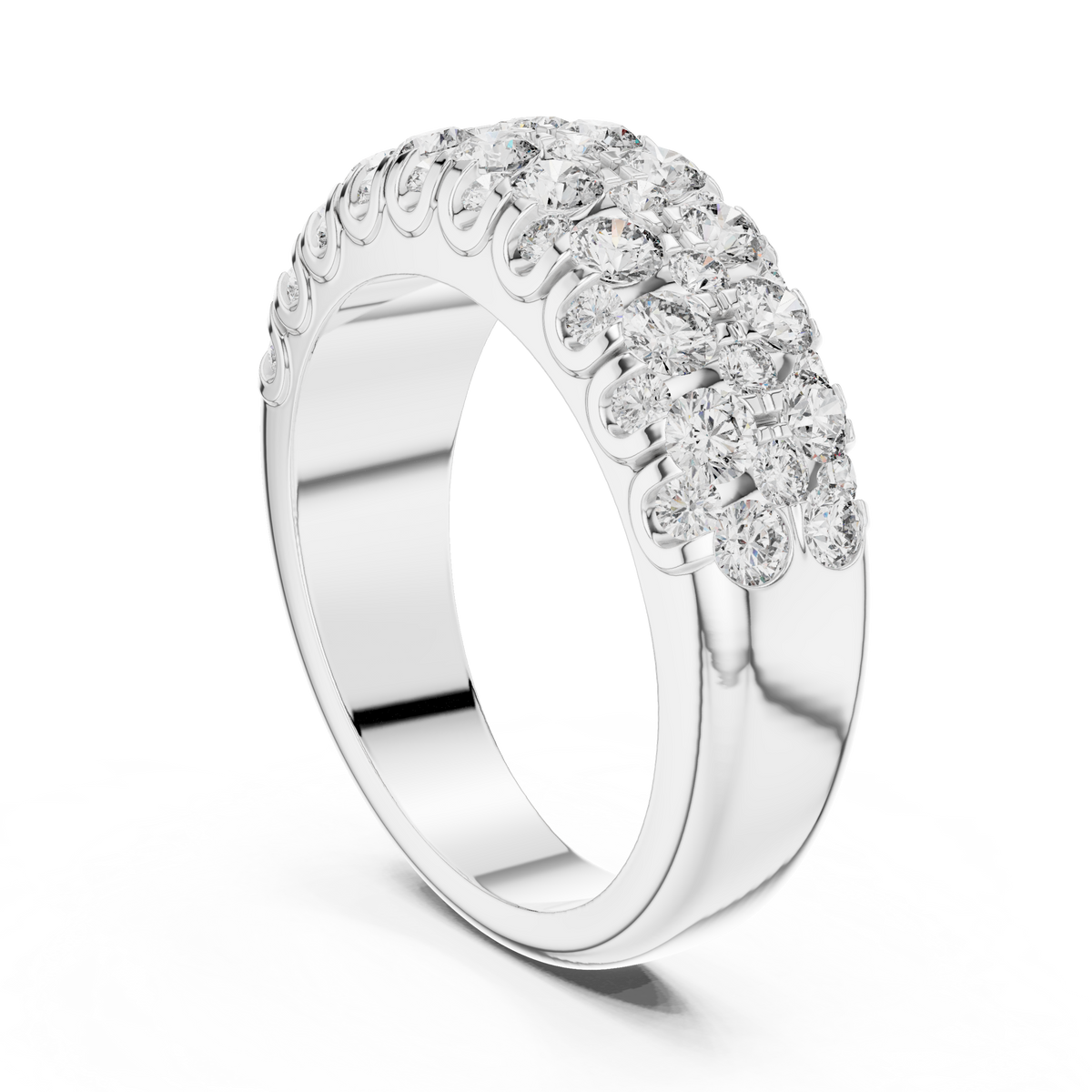 Triple-Row Graduated Diamond Band with Scalloped