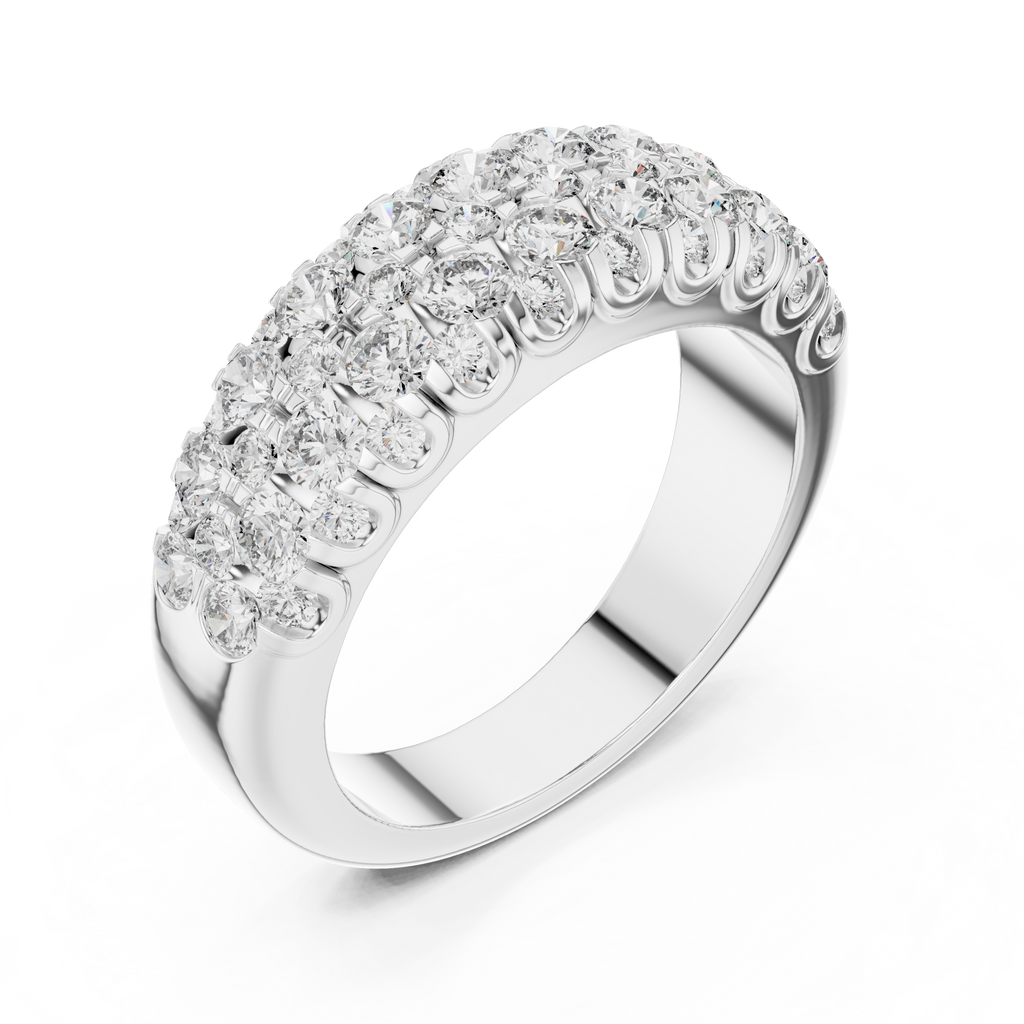 Triple-Row Graduated Diamond Band with Scalloped