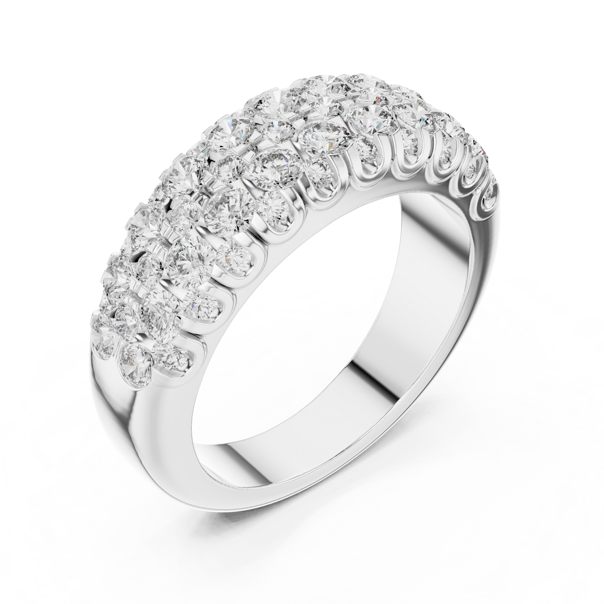 Triple-Row Graduated Diamond Band with Scalloped
