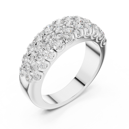 Triple-Row Graduated Diamond Band with Scalloped