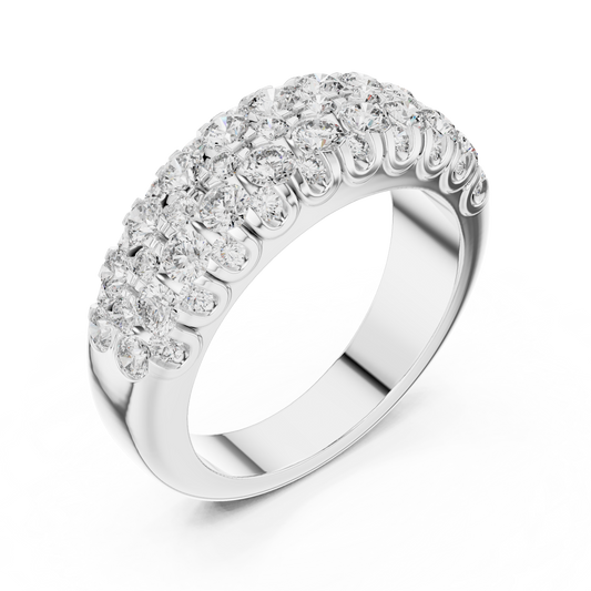 Triple-Row Graduated Diamond Band with Scalloped