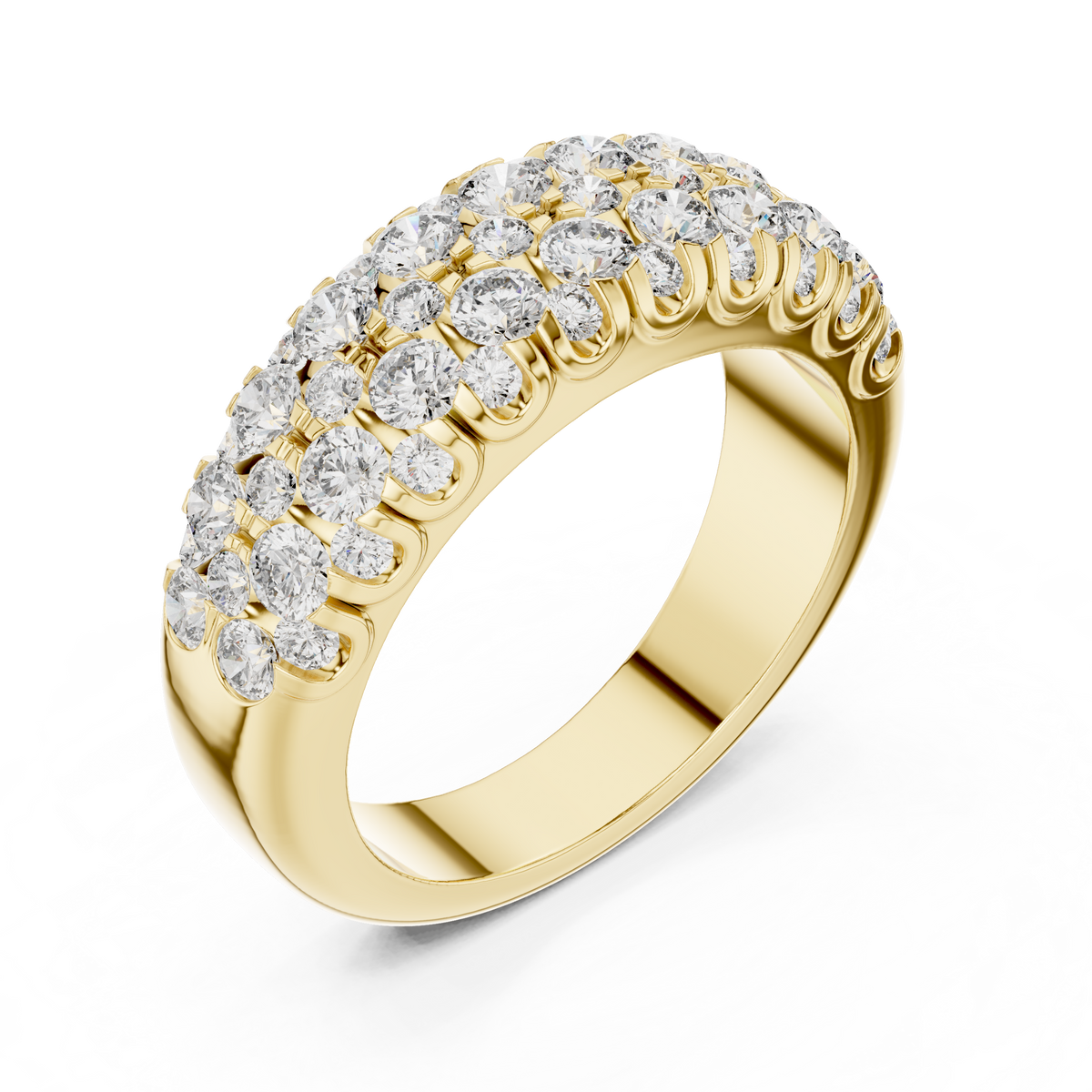 Triple-Row Graduated Diamond Band with Scalloped