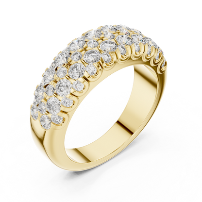 Triple-Row Graduated Diamond Band with Scalloped
