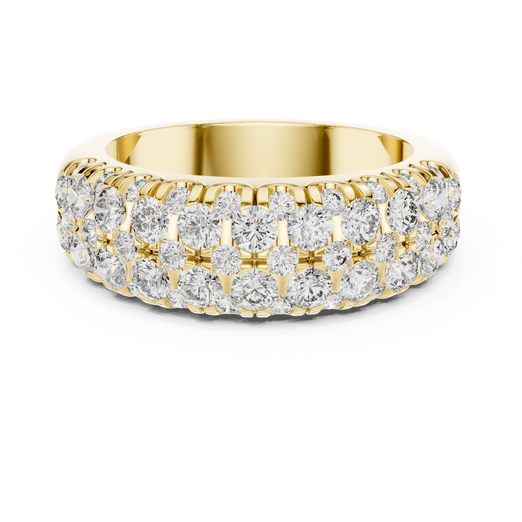 Triple-Row Graduated Diamond Band with Scalloped