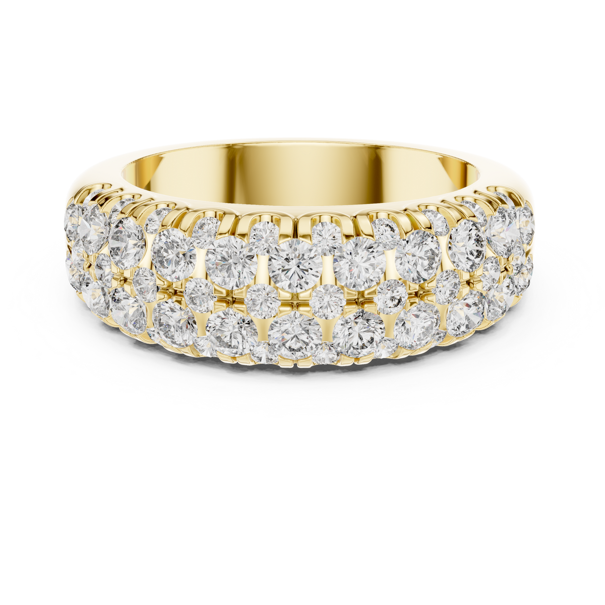 Triple-Row Graduated Diamond Band with Scalloped
