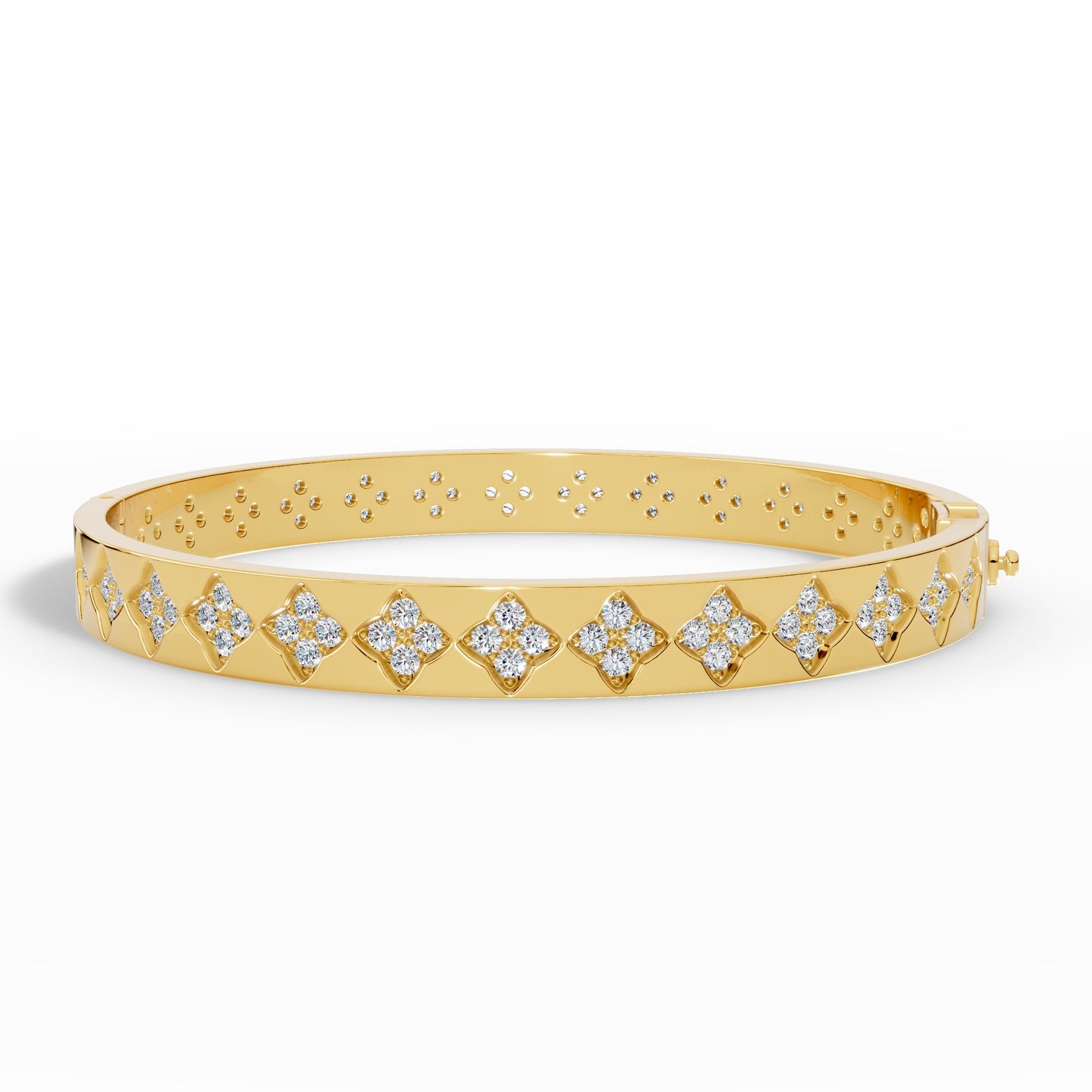 Floral Radiance Diamond Gold Bangle