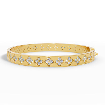 Floral Radiance Diamond Gold Bangle