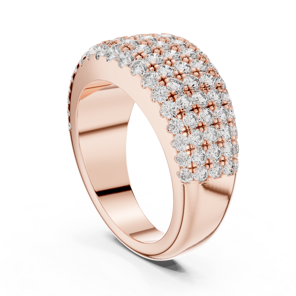 Five-Row Brilliant Diamond Band in a Seamle Setting