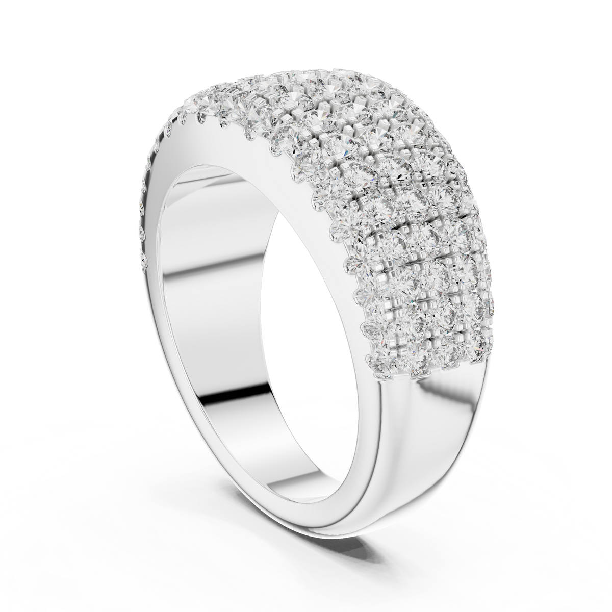 Five-Row Brilliant Diamond Band in a Seamle Setting