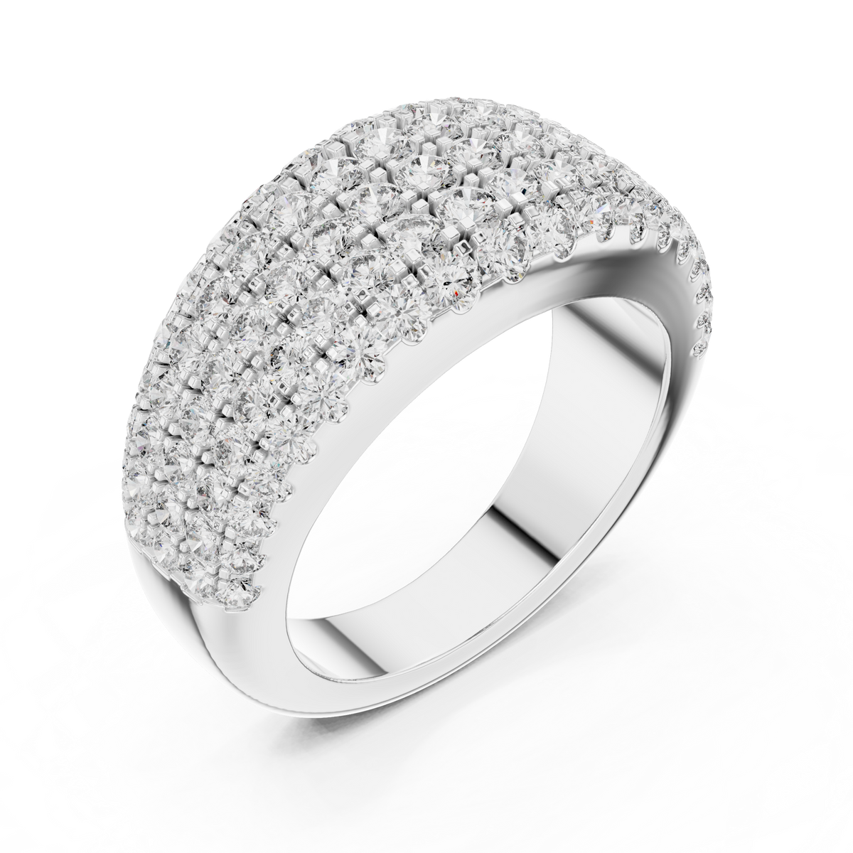 Five-Row Brilliant Diamond Band in a Seamle Setting