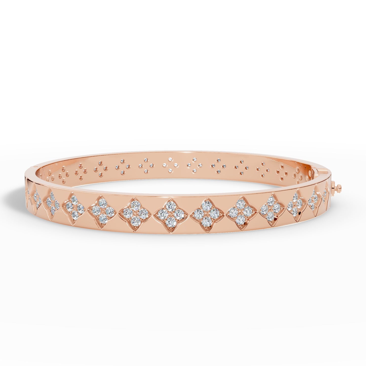 Floral Radiance Diamond Gold Bangle