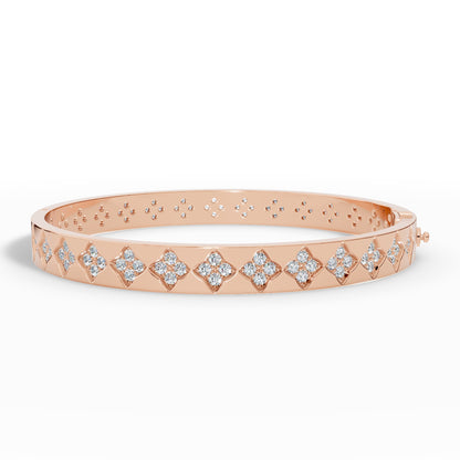 Floral Radiance Diamond Gold Bangle