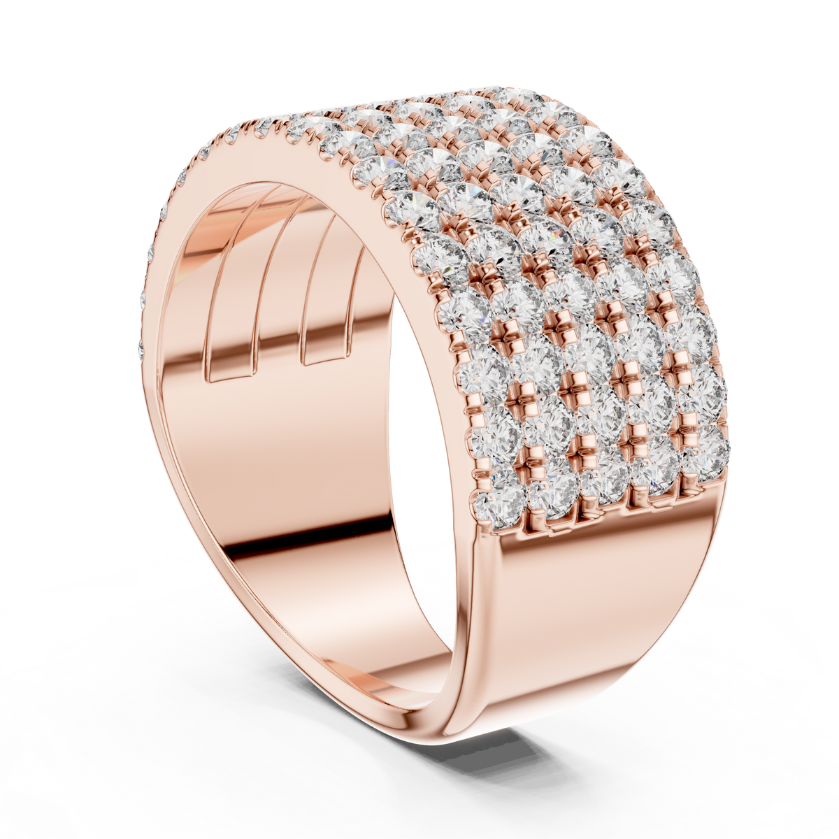 Seven-Row Diamond Masterpiece in a Scalloped Pavé Setting