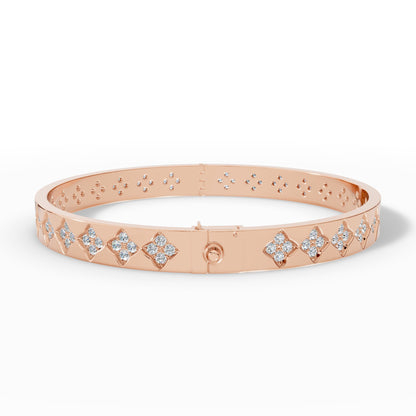 Floral Radiance Diamond Gold Bangle