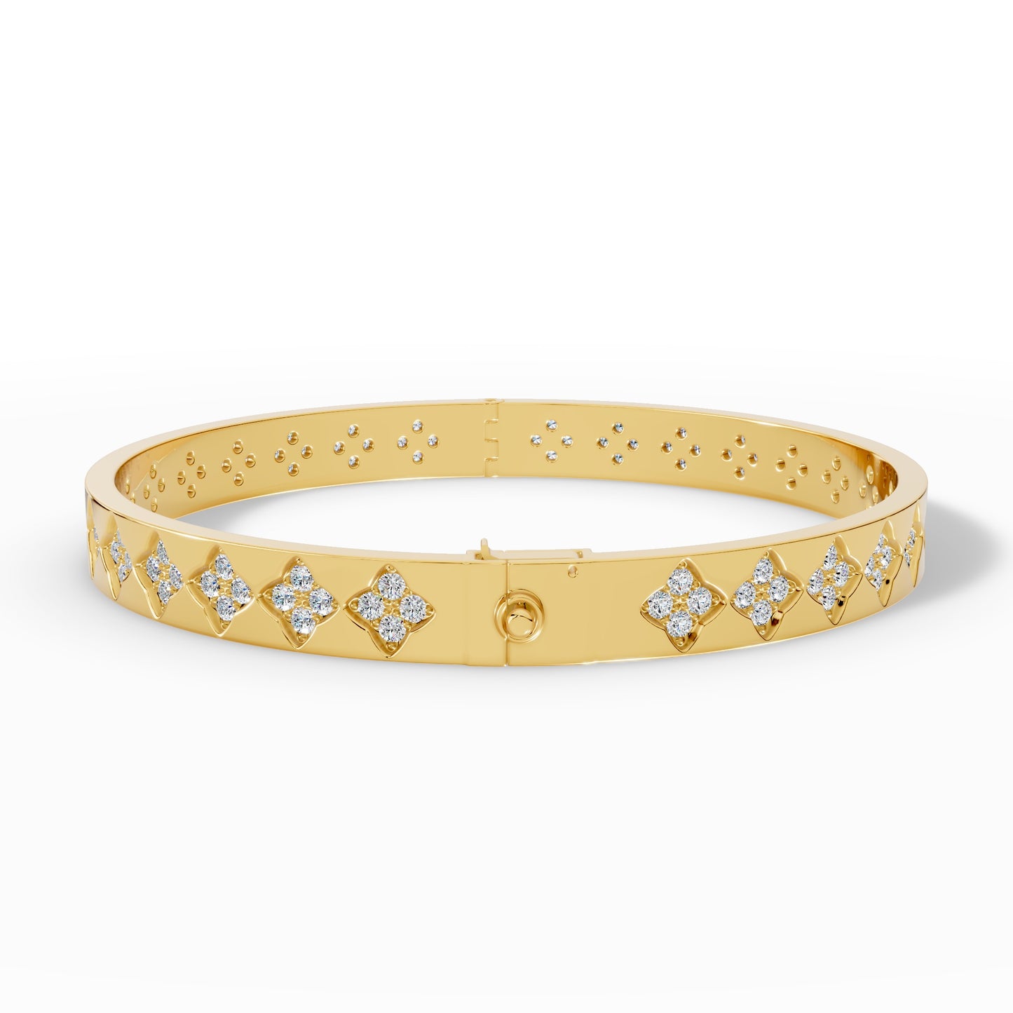 Floral Radiance Diamond Gold Bangle
