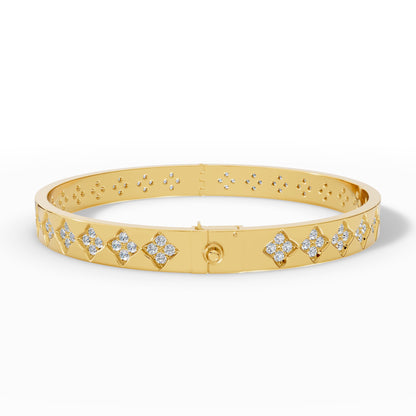 Floral Radiance Diamond Gold Bangle