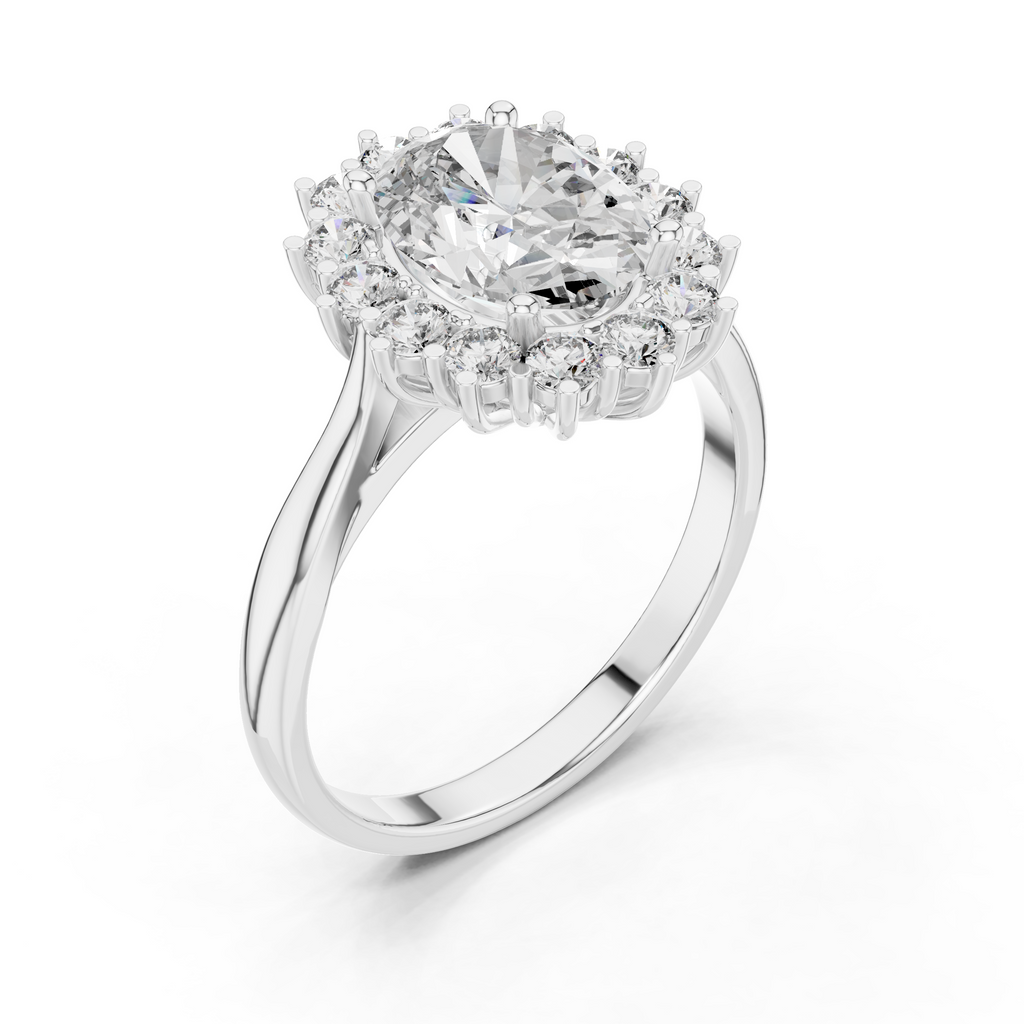 A Brilliant Round Diamond in a Sculptural Sunburst