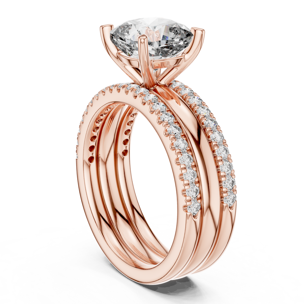 Round Brilliant Solitaire with a Pre-Styled Multi-Row Bridal Stack
