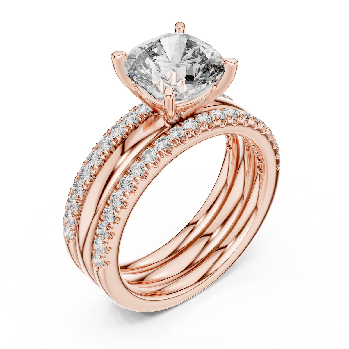 Round Brilliant Solitaire with a Pre-Styled Multi-Row Bridal Stack