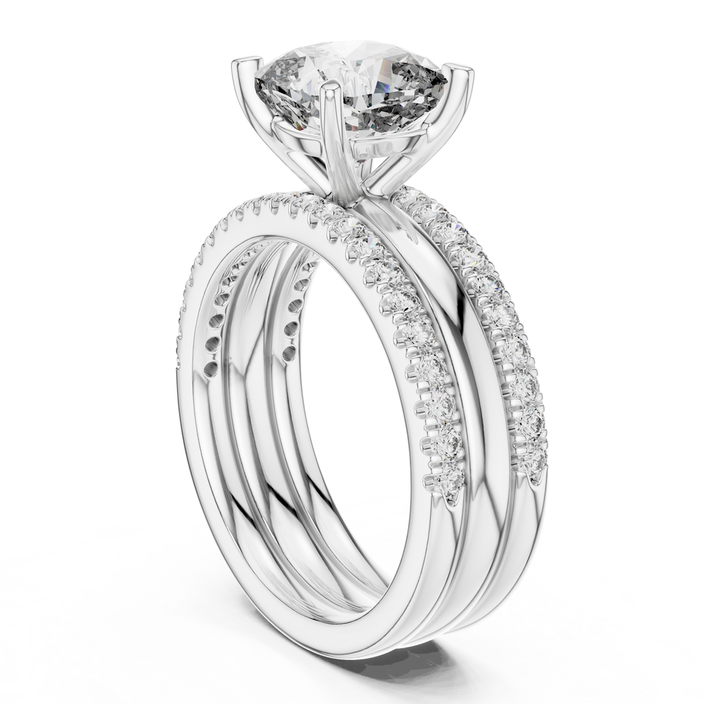 Round Brilliant Solitaire with a Pre-Styled Multi-Row Bridal Stack