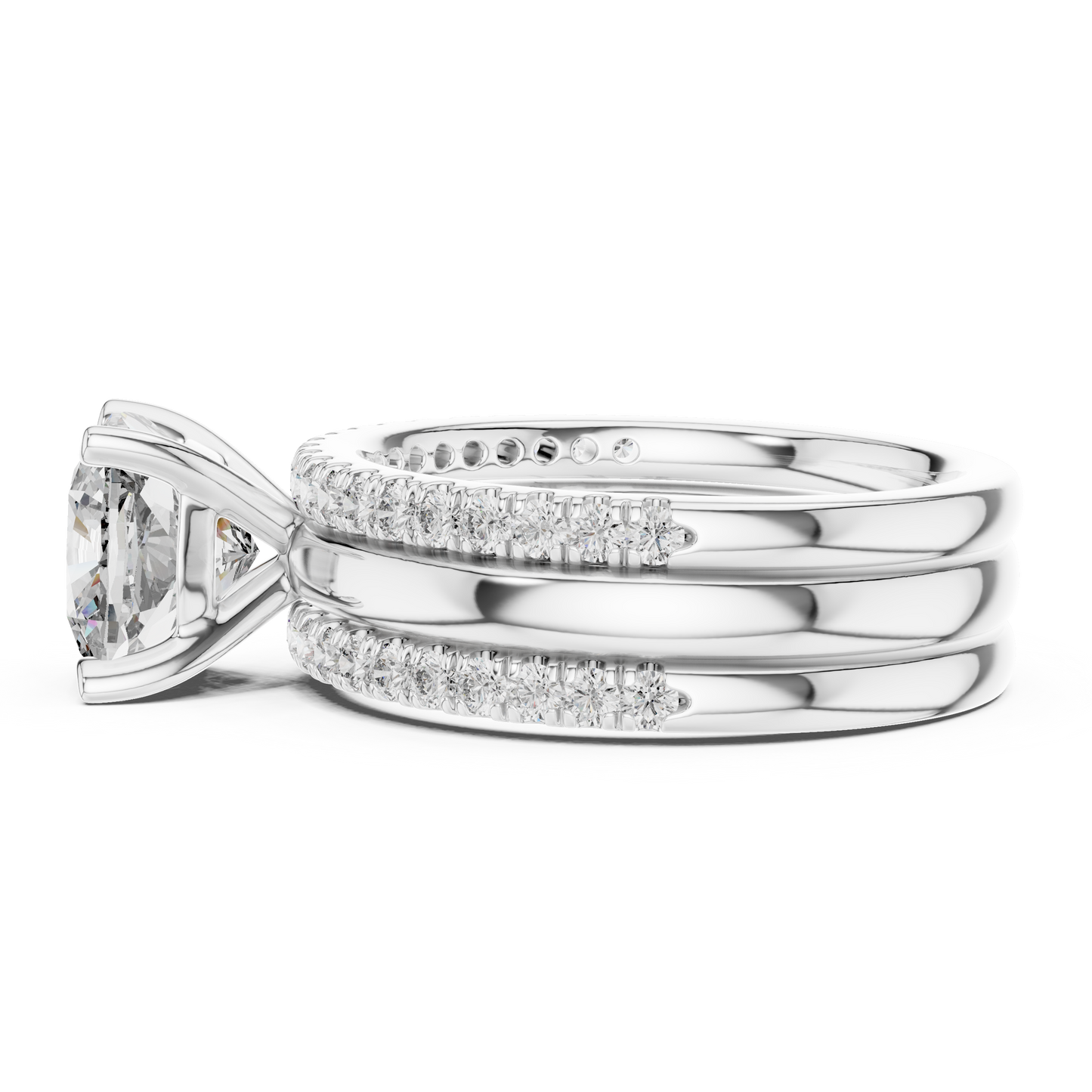 Round Brilliant Solitaire with a Pre-Styled Multi-Row Bridal Stack