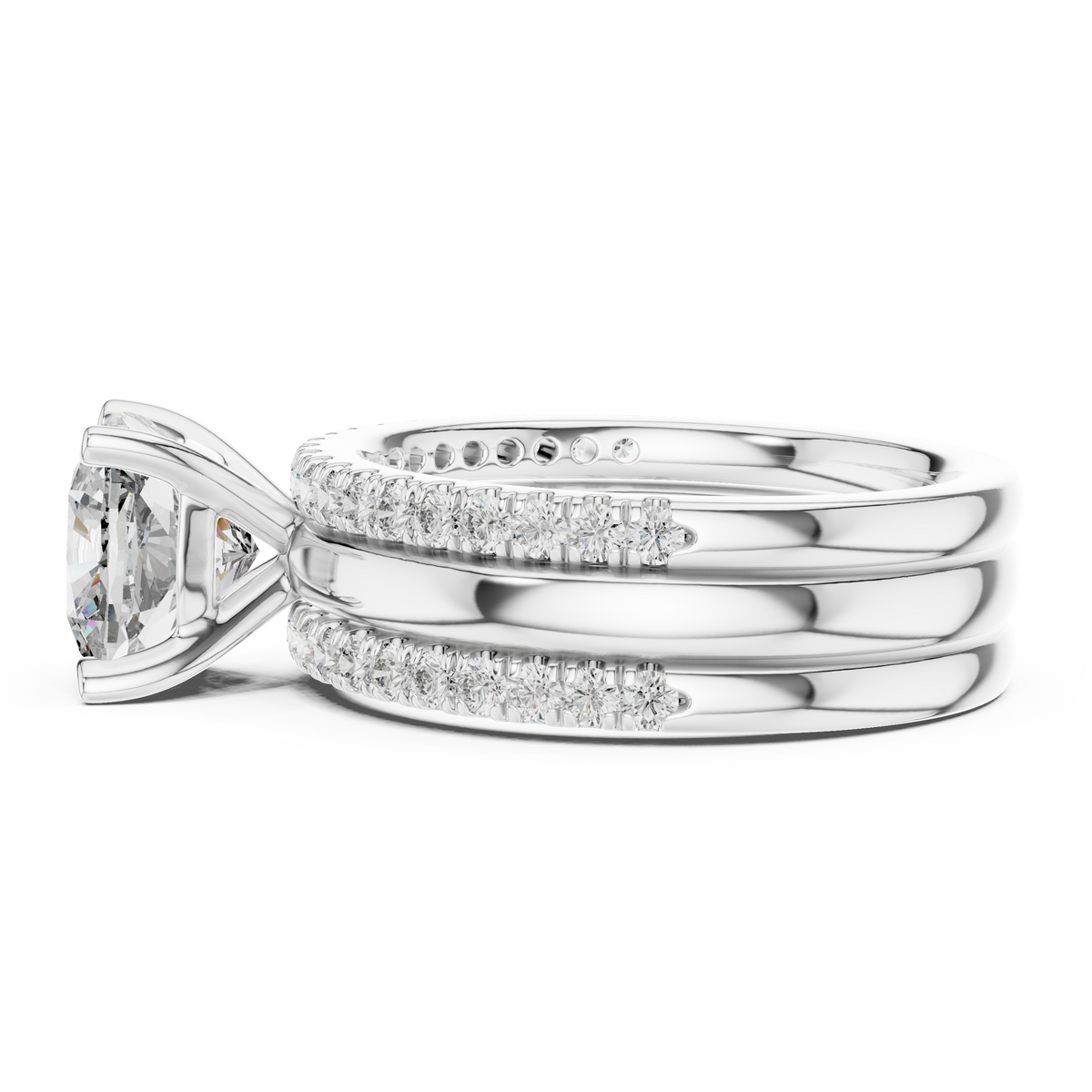 Round Brilliant Solitaire with a Pre-Styled Multi-Row Bridal Stack