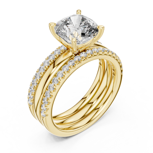 Round Brilliant Solitaire with a Pre-Styled Multi-Row Bridal Stack