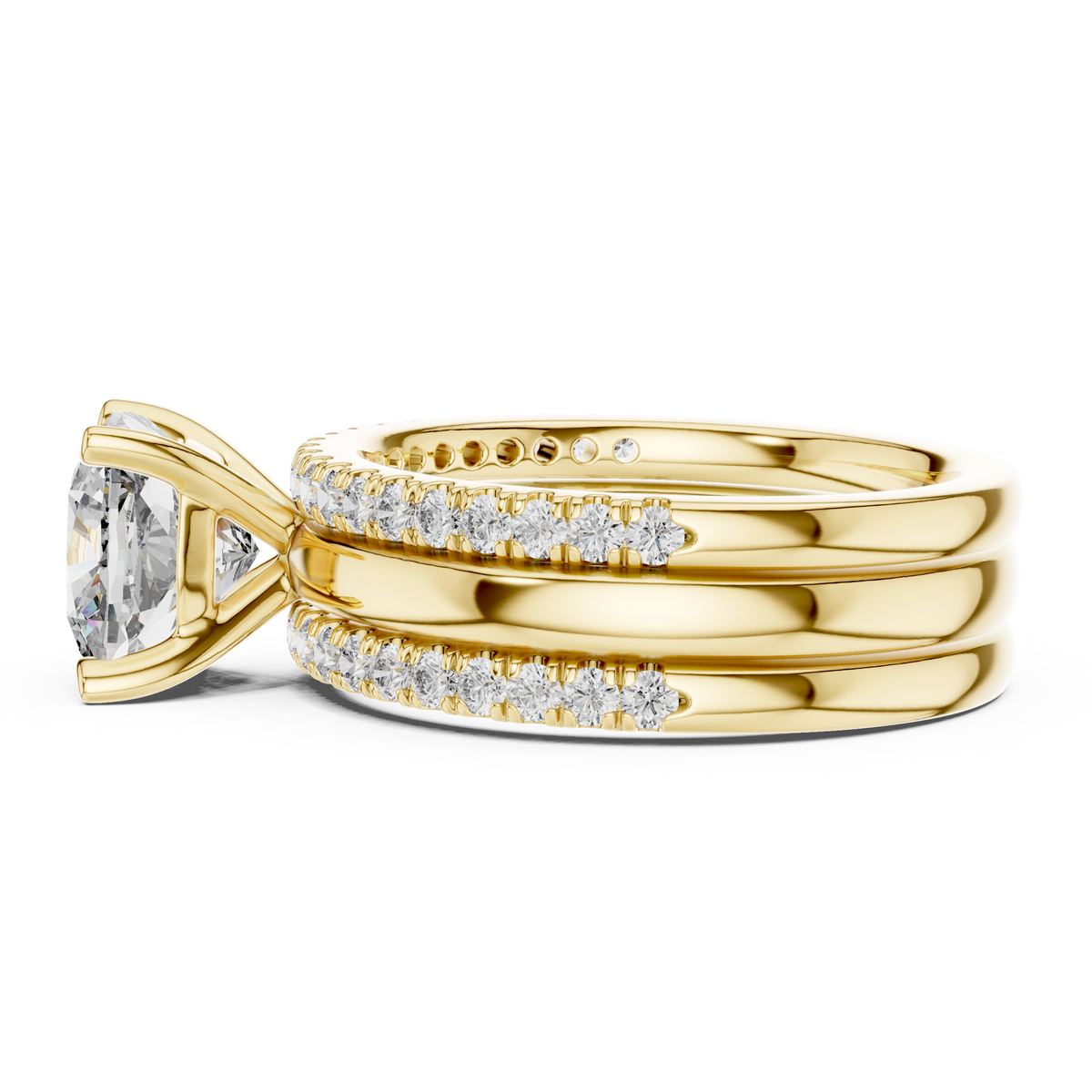Round Brilliant Solitaire with a Pre-Styled Multi-Row Bridal Stack