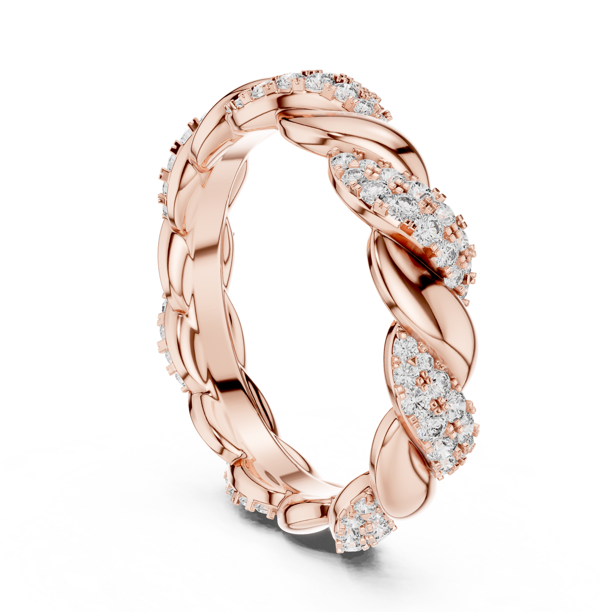 Intertwined Diamond and Polished Gold Infinity Band