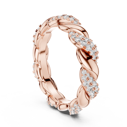 Intertwined Diamond and Polished Gold Infinity Band