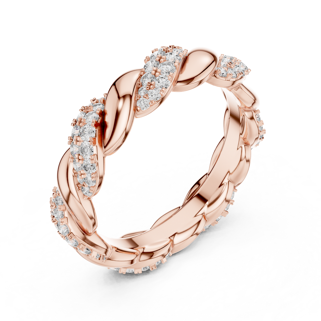 Intertwined Diamond and Polished Gold Infinity Band