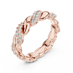 Intertwined Diamond and Polished Gold Infinity Band