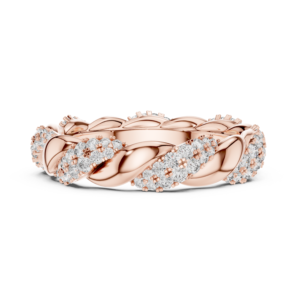 Intertwined Diamond and Polished Gold Infinity Band
