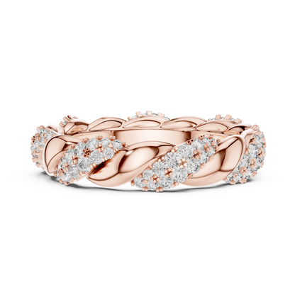 Intertwined Diamond and Polished Gold Infinity Band