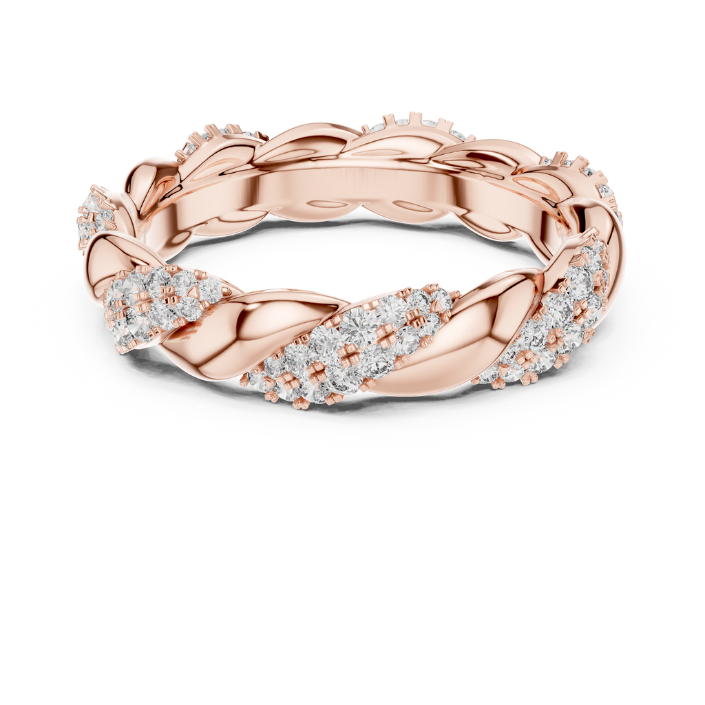 Intertwined Diamond and Polished Gold Infinity Band