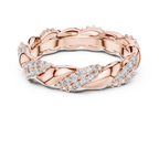 Intertwined Diamond and Polished Gold Infinity Band